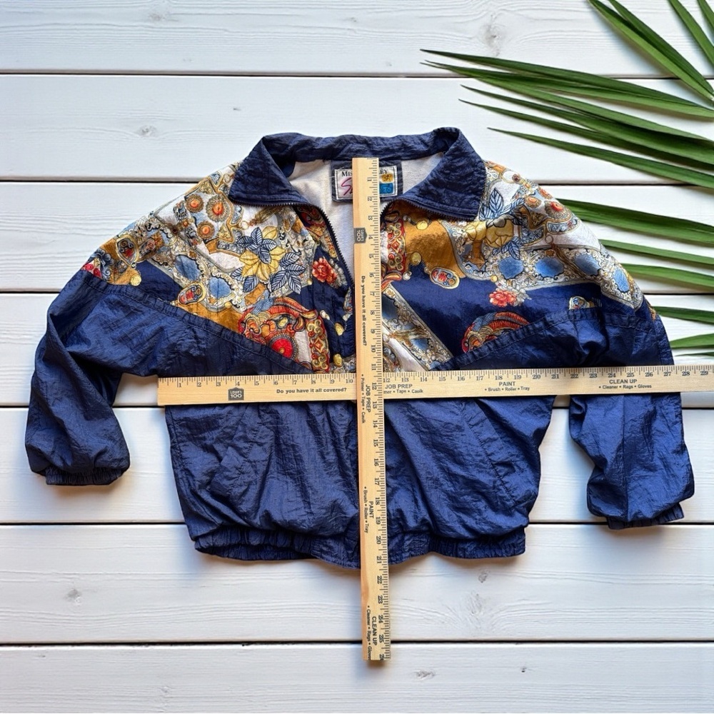 Vintage Misty Valley Sport Windbreaker Jacket – Blue Baroque Print – Early 90s - Picture 7 of 13